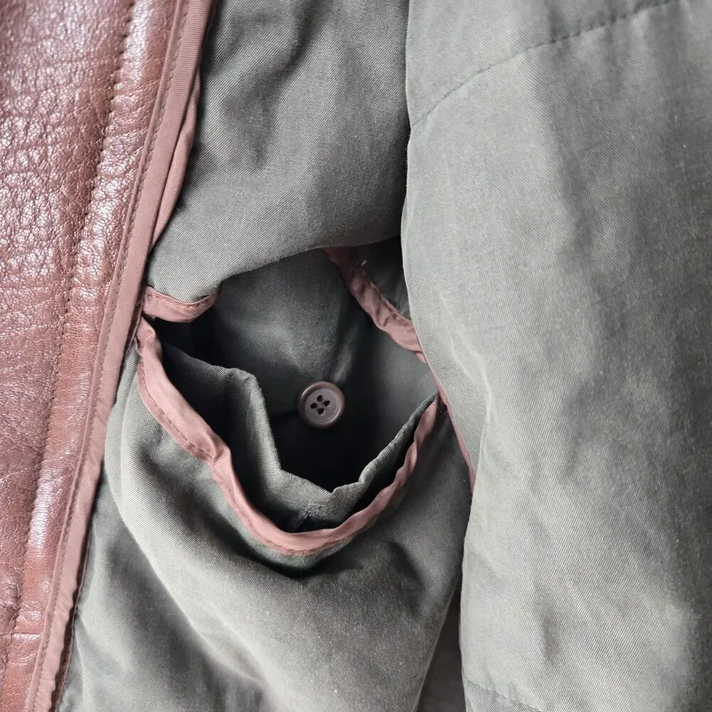 Vintage genuine lamb leather brown bomber jacket -‎ mens medium